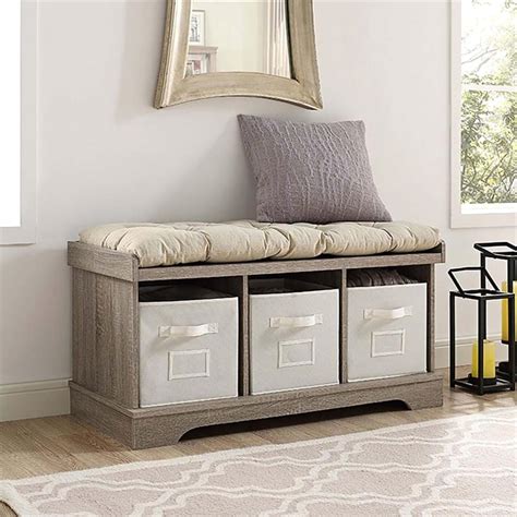 Walker Edison 3 Cubby Cushion Storage Bench - Sears Marketplace