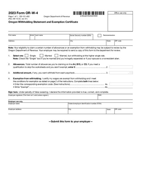 2023 Form OR DoR OR-W-4 Fill Online, Printable, Fillable, Blank - pdfFiller