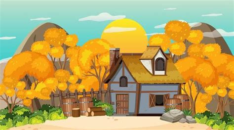 Village House Background Vector Art, Icons, and Graphics for Free Download