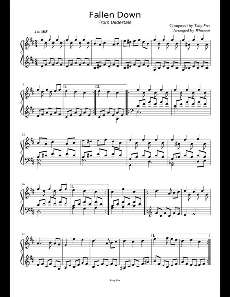 Fallen Down (From Undertale) sheet music for Piano download free in PDF or MIDI