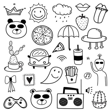 Hand Drawn Doodle Lovely Vector Set. Doodle Funny Clipart Set | Etsy