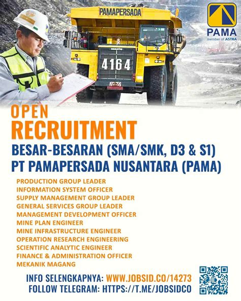 Open Recruitment @ PT Pamapersada Nusantara - SCU