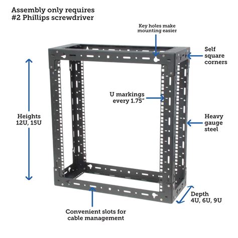 RackSolutions 8U-15U Open Frame Wall Mount Rack