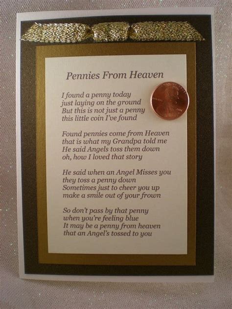 Pennies From Heaven Card | Etsy | Pennies from heaven, Gift from heaven, Penny