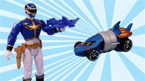 Power Rangers Megaforce Blue Ranger Action Figure and Hot Wheels Zord ...