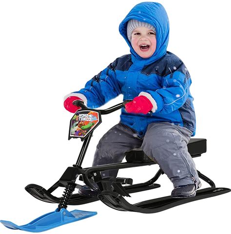 KARMAS PRODUCT Snow Racer Sled with Steering Wheel/Bicycle Handle and Twin Brakes, Kids Teens ...