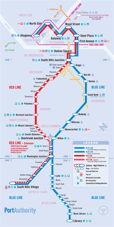 Transit Maps: Submission – Official Map: Pittsburgh Light Rail System ...