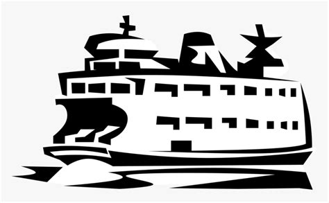 Vector Illustration Of Ferry Or Ferryboat Watercraft - Ferry Boat Clip ...