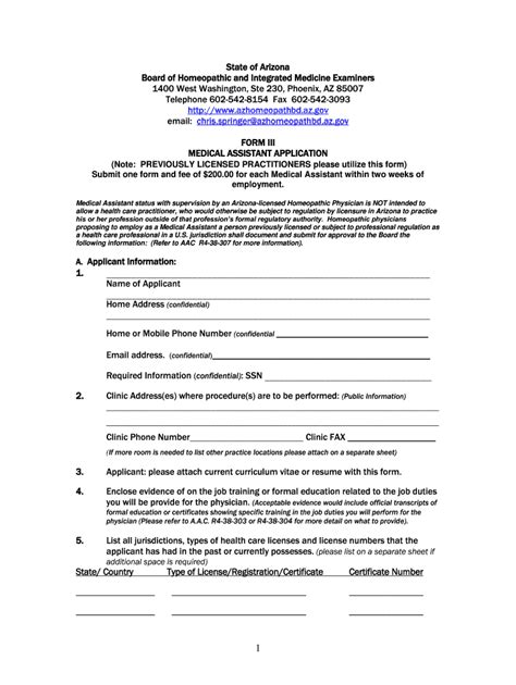 2010 AZ Form III Medical Assistant Application Fill Online, Printable, Fillable, Blank - pdfFiller