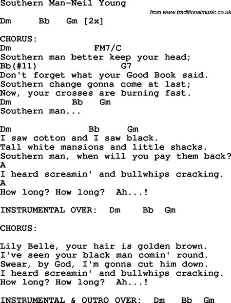 Protest song: Southern Man-Neil Young lyrics and chords"