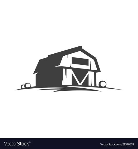 Farm barn silhouette isolated on white background Vector Image