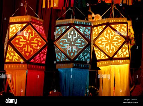 Colorful lantern for sale Diwali Festival of Light at Bombay Mumbai ; Maharashtra ; India Stock ...
