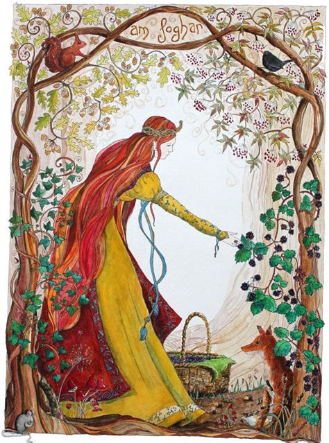 Autumn's bounty - medieval maiden - A3 print | Equinox and Autumn