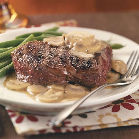 Grilled Steaks with Mushroom Sauce Recipe | Taste of Home