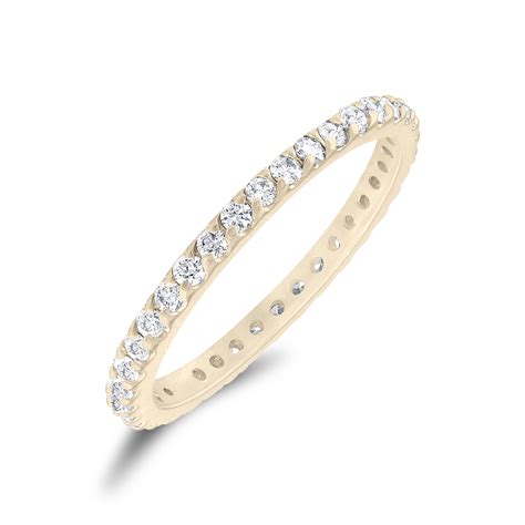 Yellow Gold Diamond Eternity Ring, Stackable Wedding Band, Womens ...