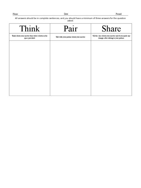 Think-Pair-Share Worksheet | PDF