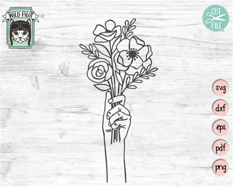 Hand Holding Flowers Svg File Hand Holding Bouquet Cut File | Etsy