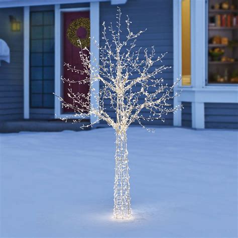 Indoor/Outdoor Christmas 7ft (2.13m) LED Fully Lit Twinkling Birch Twig ...