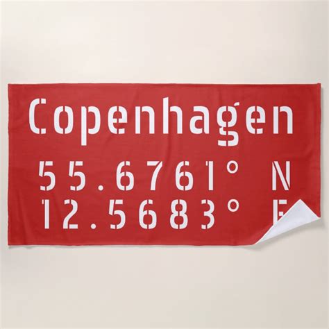 Copenhagen Latitude Longitude Beach Towel | Zazzle