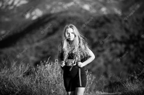 Premium Photo | Woman hiker tourist at mountain girl hiking a hill at panoramic point ...