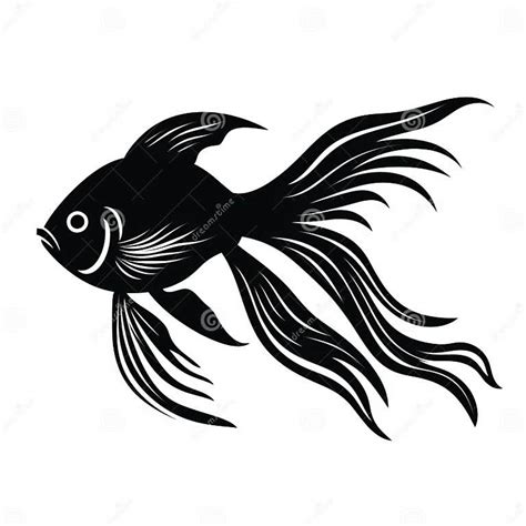 Black and White Fish Silhouette on Clean White Background Stock Illustration - Illustration of ...