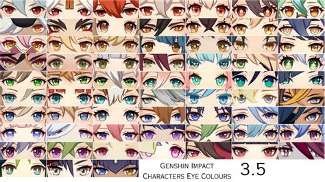 All Playable Characters' eye colours [3.5] : r/Genshin_Impact