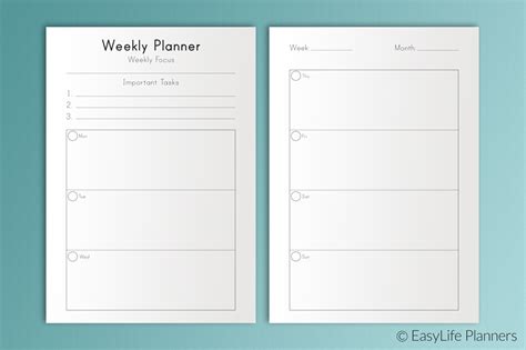 Weekly Planner A5 Printable ~ Templates ~ Creative Market