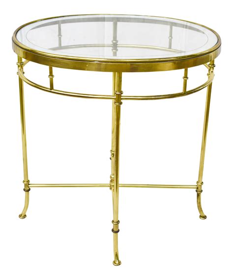 Vintage Brass Beveled Glass Top Table