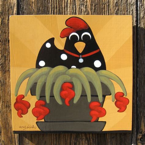 Folk Art Chicken Painting at PaintingValley.com | Explore collection of ...