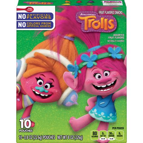 Betty Crocker Fruit Snacks, Trolls Snacks, 10 Pouches, 0.8 oz Each ...