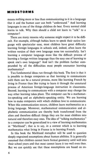 Papert, Seymour (1980). MINDSTORMS. Children, Computers and Powerful ...