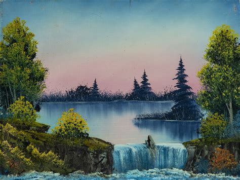 Bob Ross | Bob Ross Misty Waterfall Signed Original Painting Contemporary Art (1980) | Artsy