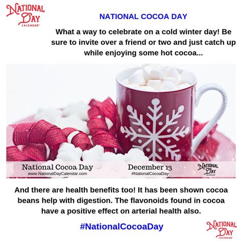 NATIONAL COCOA DAY - December 13 | Cocoa, Wacky holidays, Educational ...