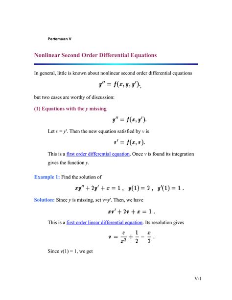 Nonlinear Second Order Differential Equations