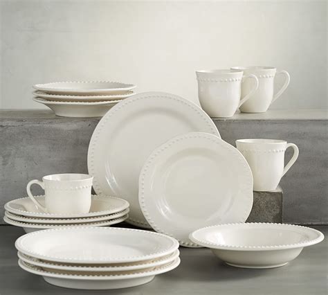 Emma, 16-Piece Soup Bowl Set, White at Pottery Barn Stoneware Dinnerware Sets, White Dinnerware ...