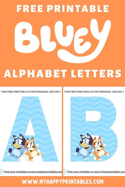 Free Printable Bluey alphabet letters - My Happy Printables