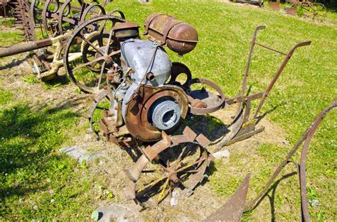 Ancient agriculture tools in farm garden — Stock Photo © alisbalb2 #23347400