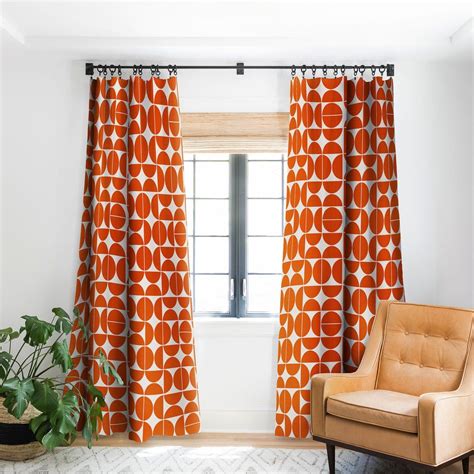 Mid Century Modern 04 Orange Blackout Window Curtain The Old Art Studio ...