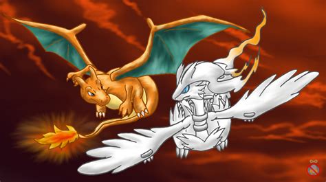 Charizard and Reshiram flying by shadowhatesomochao on DeviantArt