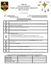 BLC In-Processing Packet.pdf - MSCoE NCO ACADEMY FORT LEONARD WOOD MISSOURI BLC PACKET As of 22 ...