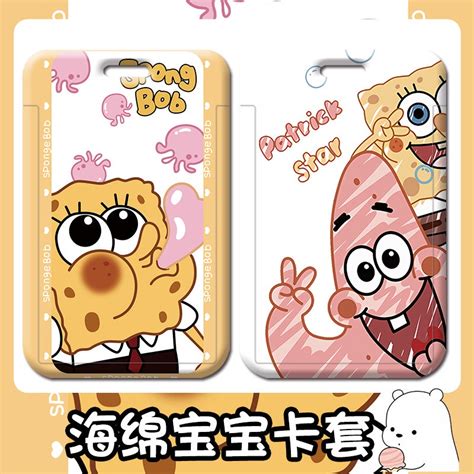 Cartoon Spongebob Cute Student School ID Card Holder Personal ID Card ...