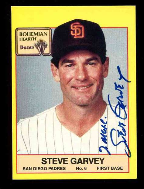 1987 Bohemian Hearth # 6 Steve Garvey AUTOGRAPHED (Padres)