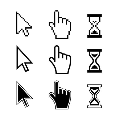 Free Vector | Pixel cursors icons: mouse hand arrow hourglass. Vector ...