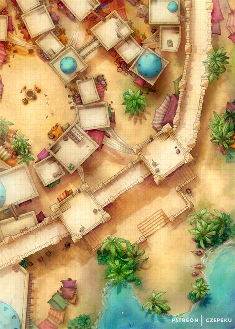 Oasis City [47x66] | Cze and Peku on Patreon | Dnd world map, Fantasy ...