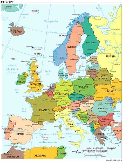 Large detailed political map of Europe with capitols and major cities | Vidiani.com | Maps of ...