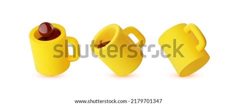 Yellow Coffee Mug Cute Set Stock Vector (Royalty Free) 2179701347 ...