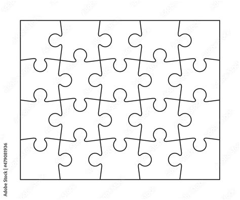 Puzzle pieces. Jigsaw outline grid. Thinking mosaic game. Simple background with separate shapes ...