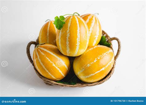 Oriental Melon Yellow Melon Golden Melon White Background Stock Photo - Image of covered, bokeh ...