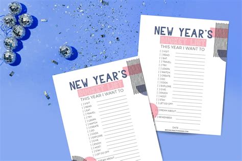 New Year's Goals Free Printable Bucket List