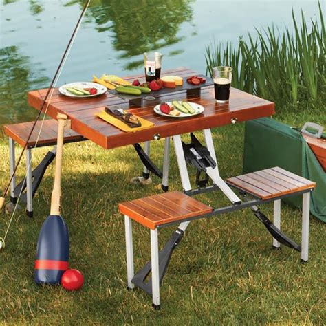 Leisure Season 2-ft 9-in Brown Wood and Aluminum Rectangle Folding Picnic Table at Lowes.com